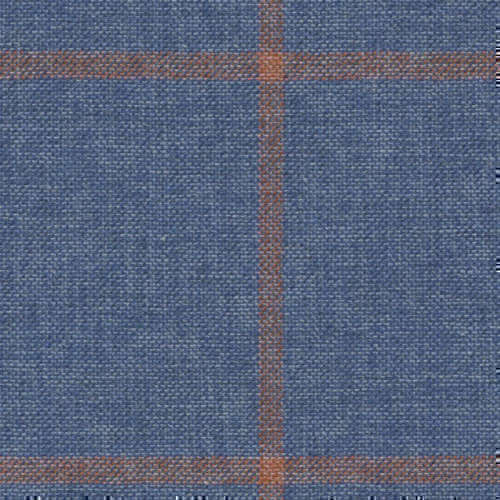 Tissu Holland and Sherry pour veste sur-mesure coton, laine et soie bleu à carreaux fenêtre corail