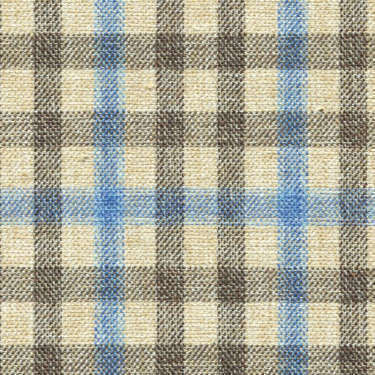 Tissu Holland and Sherry pour veste sur-mesure coton, laine et soie beige à petits carreaux fenêtre sable et bleu clair