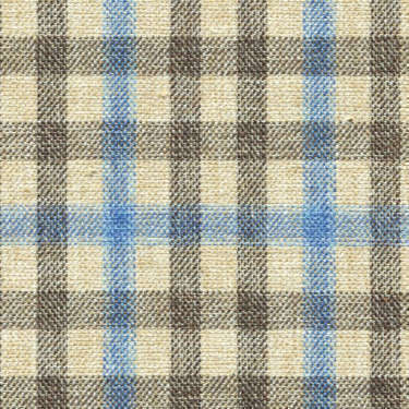 Tissu Holland and Sherry pour veste sur-mesure coton, laine et soie beige à petits carreaux fenêtre sable et bleu clair