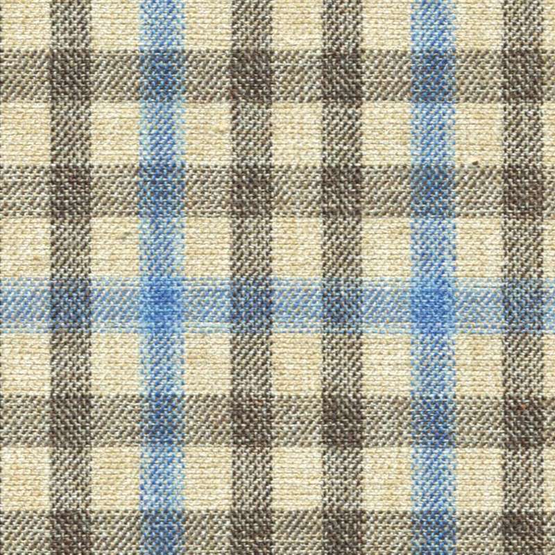 Tissu Holland and Sherry pour veste sur-mesure coton, laine et soie beige à petits carreaux fenêtre sable et bleu clair