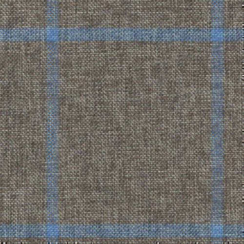 Tissu Holland and Sherry pour veste sur-mesure coton, laine et soie marron à carreaux fenêtre bleu