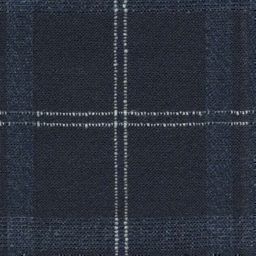 Tissu Holland and Sherry pour veste sur-mesure laine et soie bleu marine à carreaux fenêtre blancs