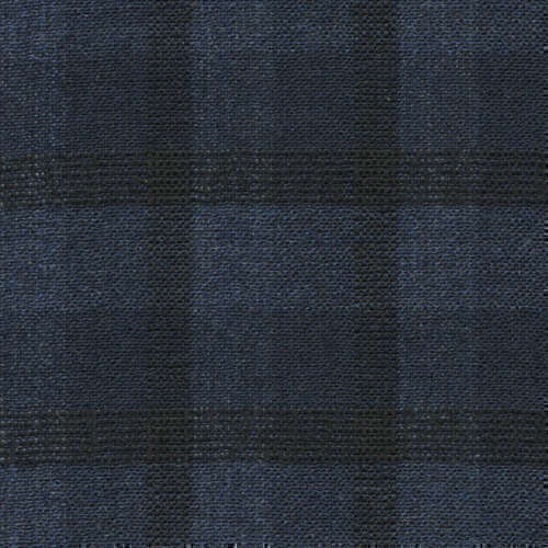 Tissu Holland and Sherry pour veste sur-mesure laine et soie bleu marine à carreaux fenêtre noirs