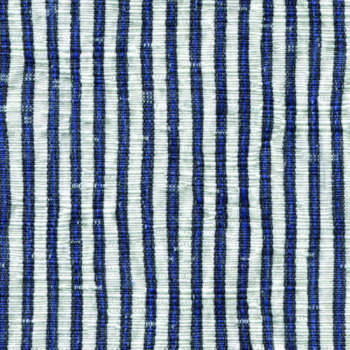 Tissu Holland and Sherry pour veste sur-mesure coton et élastane blanc à rayures étroites bleu marine