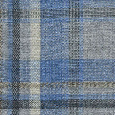 Tissu Holland and Sherry pour veste sur-mesure laine et soie tartan irrégulier gris clair et bleu