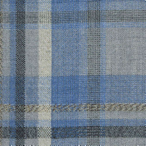 Tissu Holland and Sherry pour veste sur-mesure laine et soie tartan irrégulier gris clair et bleu