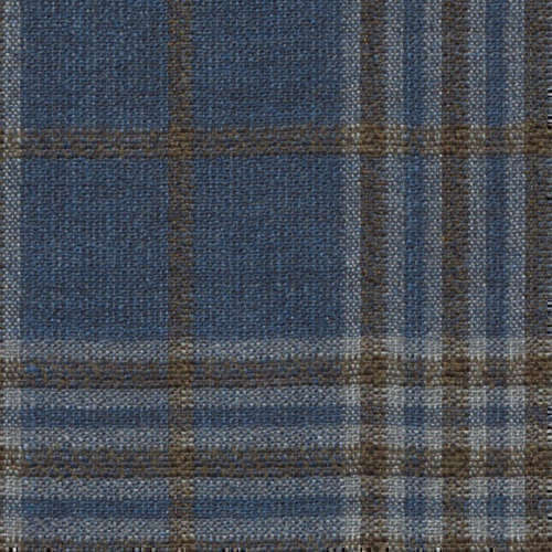 Tissu Holland and Sherry pour veste sur-mesure laine et soie bleu classique Prince de Galles marron