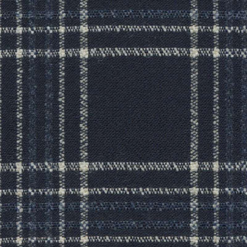 Tissu Holland and Sherry pour veste sur-mesure laine et soie bleu marine tartan blanc et bleu ardoise
