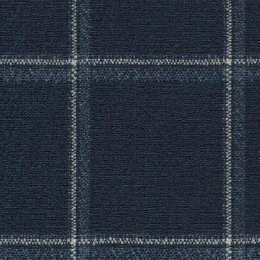 Tissu Holland and Sherry pour veste sur-mesure laine et soie bleu marine à carreaux fenêtre blanc et bleu ardoise