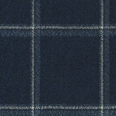 Tissu Holland and Sherry pour veste sur-mesure laine et soie bleu marine à carreaux fenêtre blanc et bleu ardoise
