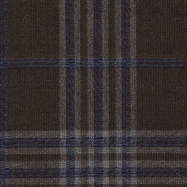 Tissu Holland and Sherry pour veste sur-mesure laine et soie marron Prince de Galles bleu marine