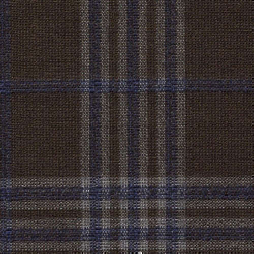 Tissu Holland and Sherry pour veste sur-mesure laine et soie marron Prince de Galles bleu marine