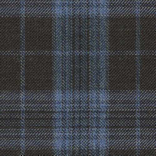 Tissu Holland and Sherry pour veste sur-mesure 100% laine marron à carreaux bleu clair