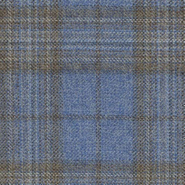 Tissu Holland and Sherry pour veste sur-mesure 100% laine bleu clair à carreaux fenêtre beige