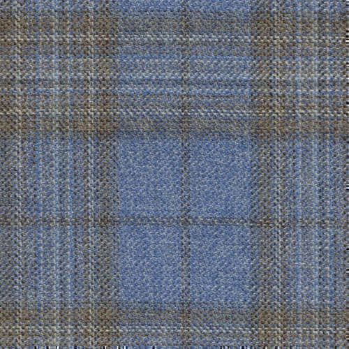 Tissu Holland and Sherry pour veste sur-mesure 100% laine bleu clair à carreaux fenêtre beige
