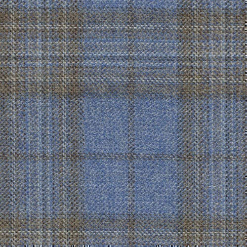Tissu Holland and Sherry pour veste sur-mesure 100% laine bleu clair à carreaux fenêtre beige