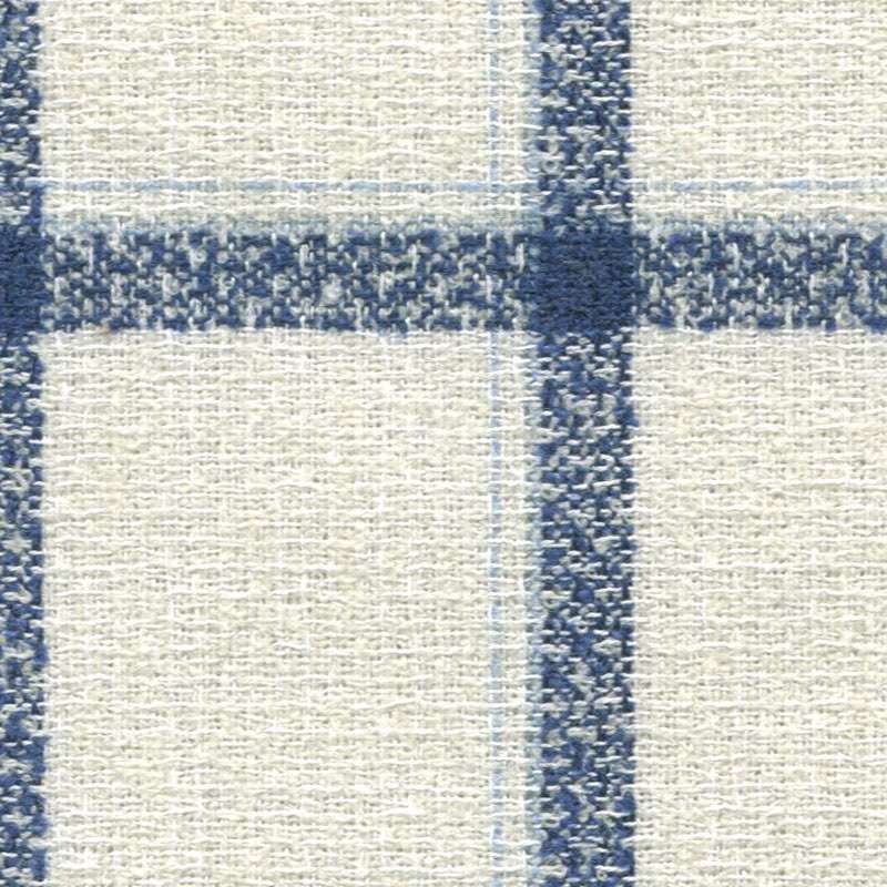 Tissu Holland and Sherry pour veste sur-mesure laine, coton et polyamide blanc à carreaux fenêtre bleu marine