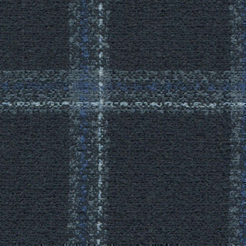Tissu Holland and Sherry pour veste sur-mesure laine, coton et polyamide bleu marine à carreaux fenêtre bleu clair