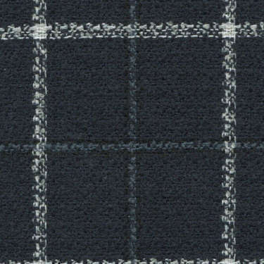 Tissu Holland and Sherry pour veste sur-mesure laine, coton et polyamide bleu marine à carreaux fenêtre blanc et bleu ardoise