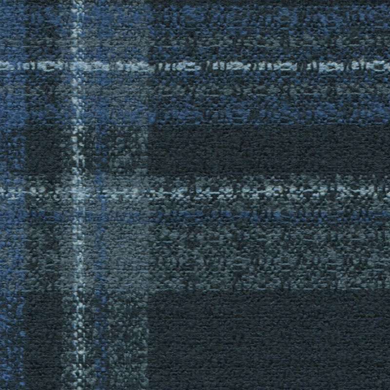 Tissu Holland and Sherry pour veste sur-mesure laine, coton et polyamide bleu marine tartan bleu clair