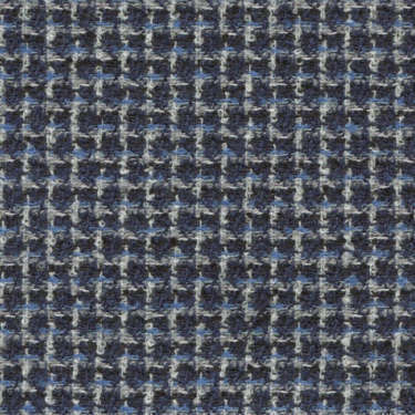 Tissu Holland and Sherry pour veste sur-mesure laine, coton et polyamide bleu marine micro motif bleu et blanc