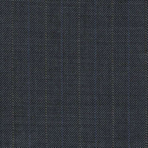 Tissu Holland and Sherry pour costume sur-mesure 100% laine gris foncé à chevrons bleu et nacré