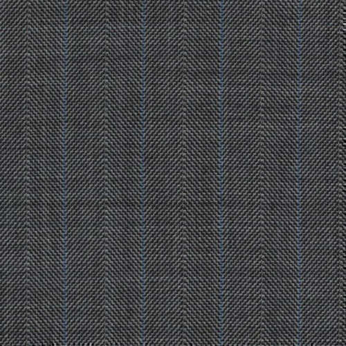 Tissu Holland and Sherry pour costume sur-mesure 100% laine gris à chevrons bleu et nacré