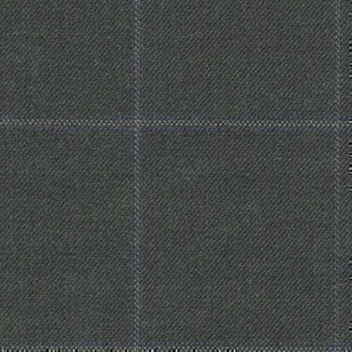 Tissu Holland and Sherry pour costume sur-mesure 100% laine gris foncé à carreaux fenêtres gris et bleu