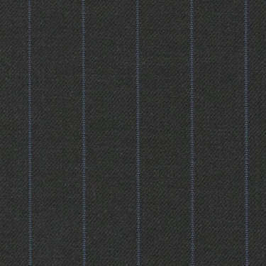 Tissu Holland and Sherry pour costume sur-mesure 100% laine gris foncé à rayures bleues