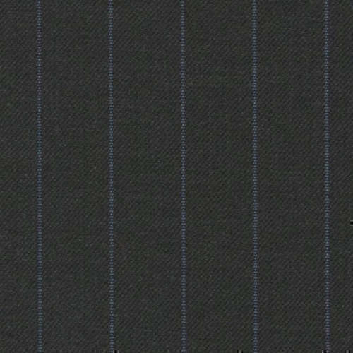 Tissu Holland and Sherry pour costume sur-mesure 100% laine gris foncé à rayures bleues