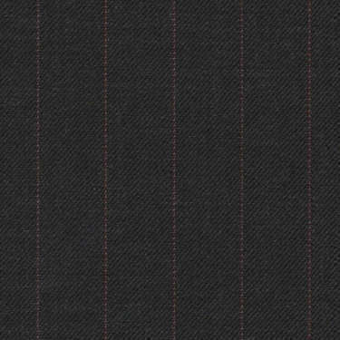 Tissu Holland and Sherry pour costume sur-mesure 100% laine anthracite à rayures rouges