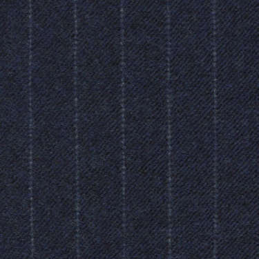 Tissu Holland and Sherry pour costume sur-mesure flanelle bleu marine à rayures étroites craie