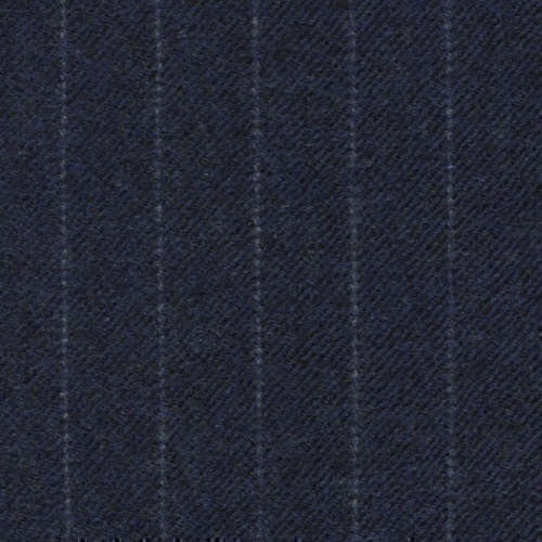 Tissu Holland and Sherry pour costume sur-mesure flanelle bleu marine à rayures étroites craie