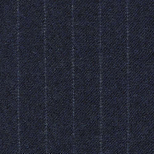Tissu Holland and Sherry pour costume sur-mesure flanelle bleu marine à rayures étroites craie