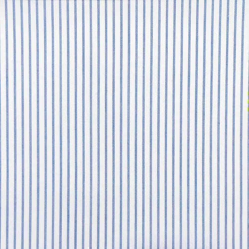 Tissu pour chemise sur-mesure popeline blanc rayé bleu