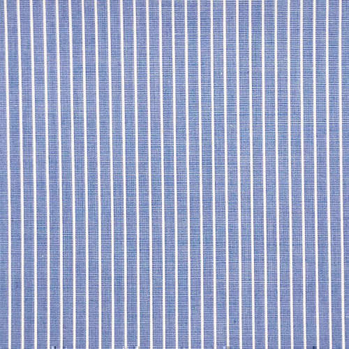 Tissu pour chemise sur-mesure popeline bleu rayé blanc