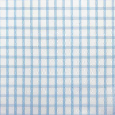 Tissu pour chemise sur-mesure twill blanc carreaux bleu ciel