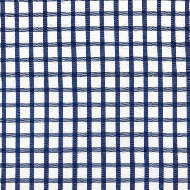 Tissu pour chemise sur-mesure twill blanc carreaux bleu marine