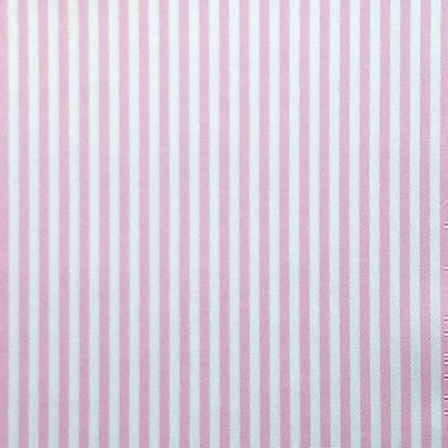 Tissu pour chemise sur-mesure twill rayé blanc et rose