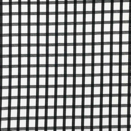 Tissu pour chemise sur-mesure twill blanc carreaux noir