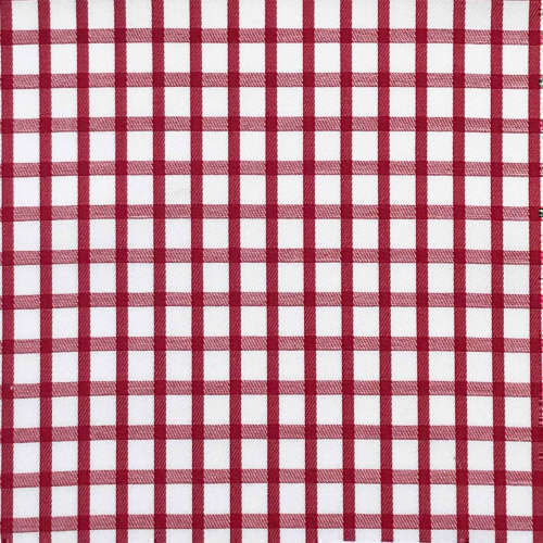 Tissu pour chemise sur-mesure twill blanc carreaux rouge