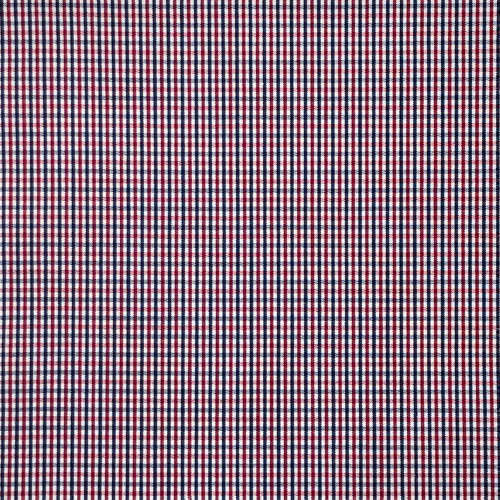 Tissu pour chemise sur-mesure popeline carreaux bleu marine et rouge