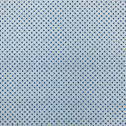 Tissu pour chemise sur-mesure popeline blanc motif bleu