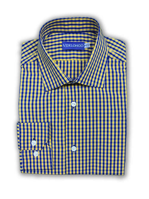 Chemise à carreaux jaune et bleu