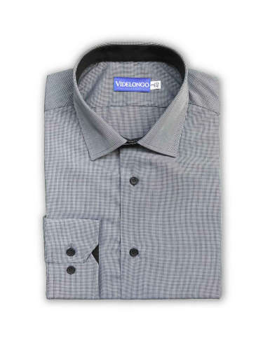 Chemise grise à micro carreaux blanc et noir